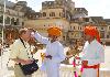 Traditional welcome with tika and garlands